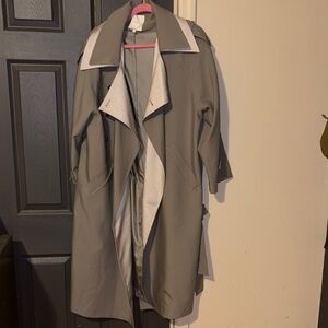 Women’s Grey Trench Coat with Contrast Lining